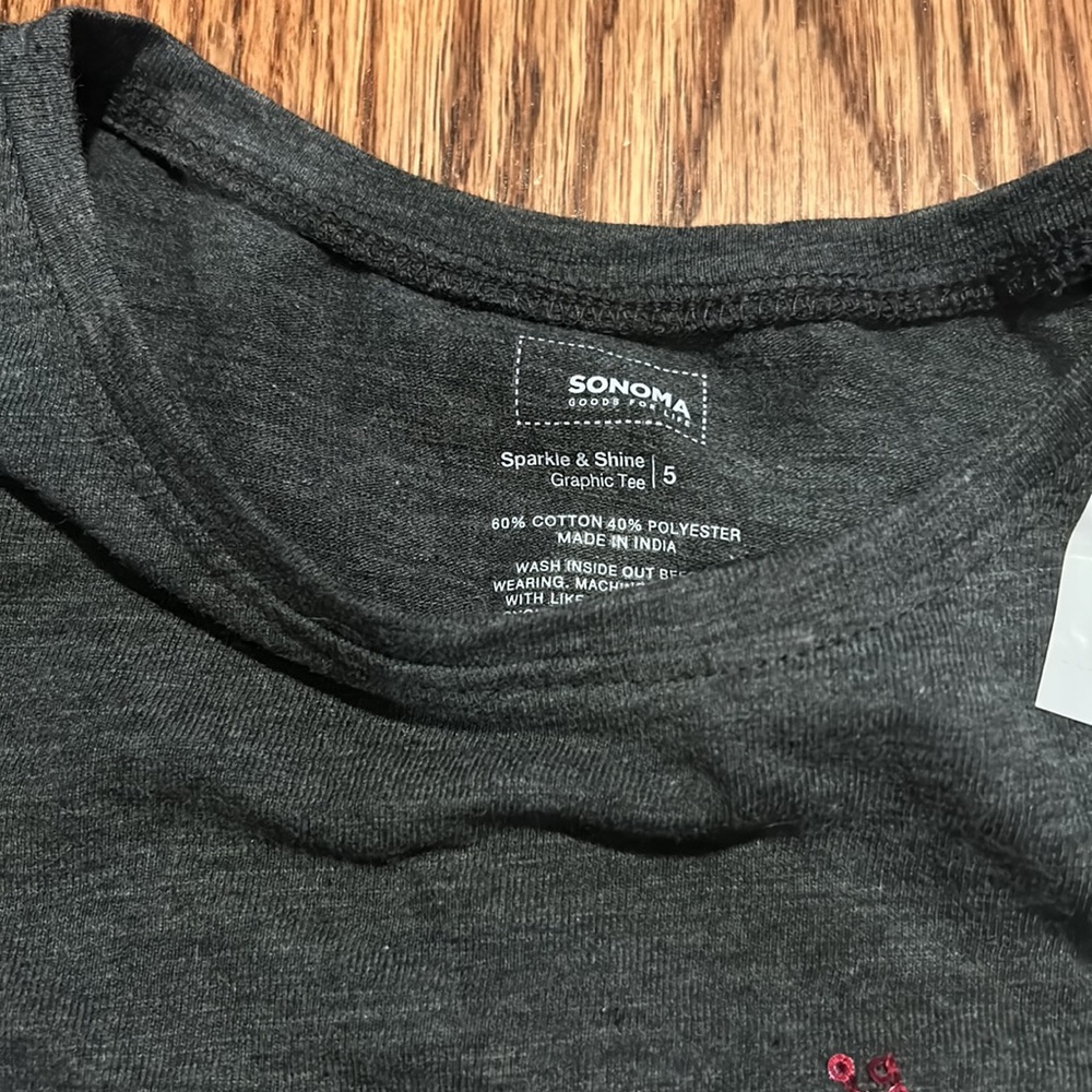 Sonoma sparkle and shine charcoal long sleeved t shirt with sparkle unicorns - Picture 3 of 4